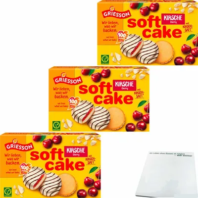 Produktbild von Griesson Soft Cake Kirsch 3er pack (3x300g Packung) + usy Block
