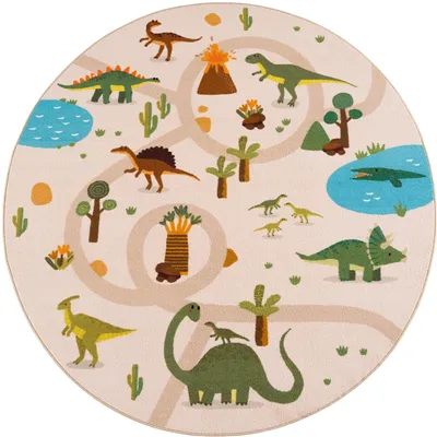 Image de Tapis pour enfants, beige, rond, 200 x 200 cm