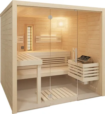 Produktbild von Infraworld Solido Glas Complete Massivholzsauna mit Infrarotstrahler 210x212x202cm