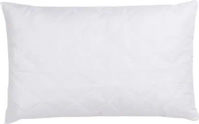 A white quilted pillow on a white background.