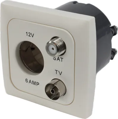Zdjęcie produktu dla C-Line Presto Inprojal CBE gniazdo 12 V TV Sat + ramka + gniazdo iso biały