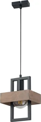 Zdjęcie produktu dla Lampa wisząca boho dekoracyjna industrialna czarna z drewnem Robin 1xE27 15W Sigma Lighting