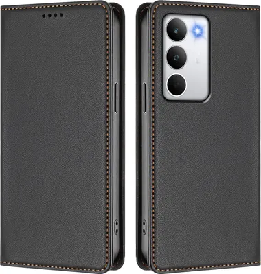 Image de Etui en cuir pour Realme C71, étui magnétique en cuirPolyuréthaneavec support Noir