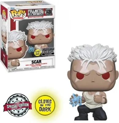 Produktbild von Funko Pop! Animation: Fullmetal Alchemist: Brotherhood – Scar #1486, im Dunkeln leuchtend, exklusiv bei Entertainment Earth