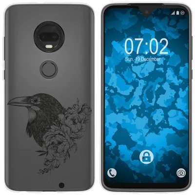 Produktbild von PhoneNatic Case kompatibel mit Motorola Moto G7 Plus Silikon-Hülle Floral Rabe M4-1