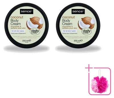 Imagen del producto de 2 unidades de crema corporal con aroma a coco Sence - Hidratante - 200 ml - Paquete ahorro - 2 unidades