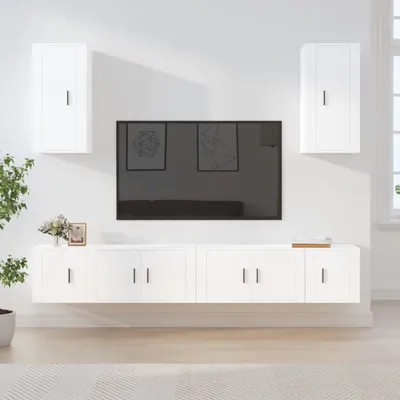 Produktbild von "Rabatt" 6-tlg. TV-Schrank-Set - Hängend Wohnwand Modern - Weiß Holzwerkstoff - TV-Schränke CC8179