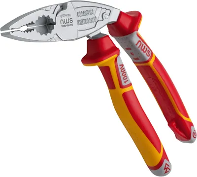 Image de NWS Pince combinée ergonomique de force ErgoCombi VDE, 200 mm | Tête ergonomique coudée | Acier à outils, forgé, trempé à l'huile | Art. No. 1096-49-VDE-200