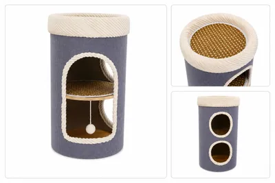 Produktbild von PREMIUM Katzenkratzbaum 2-in-1 – Designer-Katzenbett, Katzenhöhle und Spielturm | Moderner Kratzbaum mit Liegefläche für Katzen