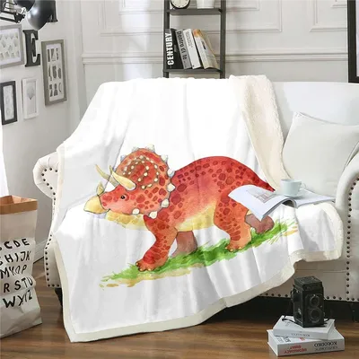 Immagine prodotto di Coperta sherpa a forma di dinosauro, morbida e calda, ideale per il letto e il divano