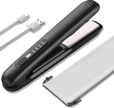 Imagen del producto de Plancha de pelo inalámbrica 2 en 1, con conexión USB, batería de 5000 mAh, compacta