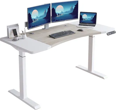 Produktbild von Hilodesk 150cm Elektryczne Biurko stojące z regulowaną wysokością, z dwoma silnikami, z 4-funkcyjną kontrolą pamięci, koła, biały