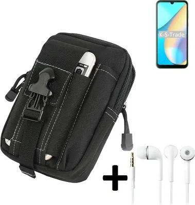 Produktbild von K-S-Trade Gürteltache + Kopfhörer kompatibel mit Blackview OSCAL C20 Pro Gürtel Tasche Holster Schutz Hülle Handy Hülle  schwarz inkl.