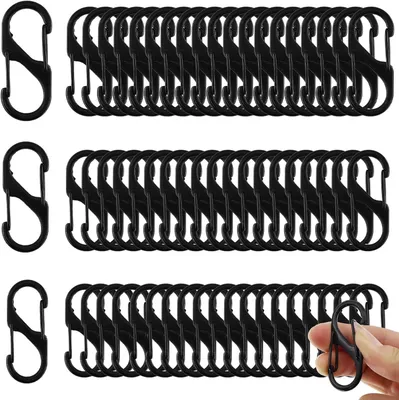 Produktbild von S Karabinerhaken 60 Stück, 50mm/40mm/32mm, Metall Diebstahlschutz, Für Outdoor, Camping
