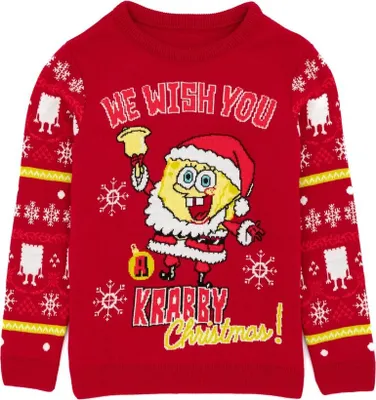 Produktbild von SpongeBob SquarePants - Pullover für Kinder - weihnachtliches Design NS6922 (140) (Rot)