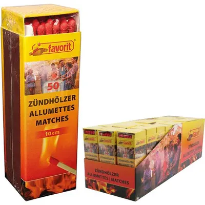 Produktbild von FAVORIT Sicherheits-Zündhölzer 10cm lang, 50Stk 100%
