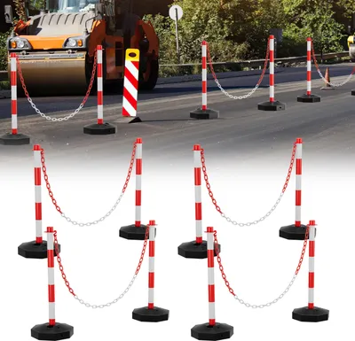 Obrázek produktu pro Hengda bariérové sloupky 8X bariérová páska výstražné sloupky bariérové majáky betonové patníky řetězové sloupky 1,4 m