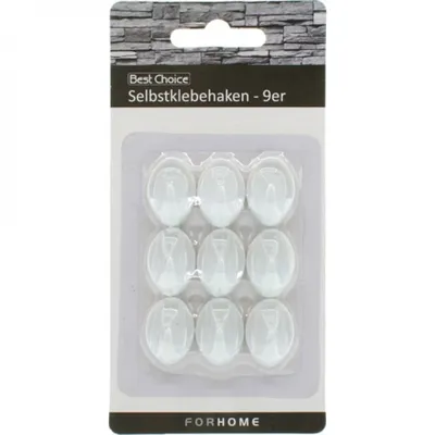 Produktbild von Haken Weiß selbstklebend 2,5cm 9er auf Karte