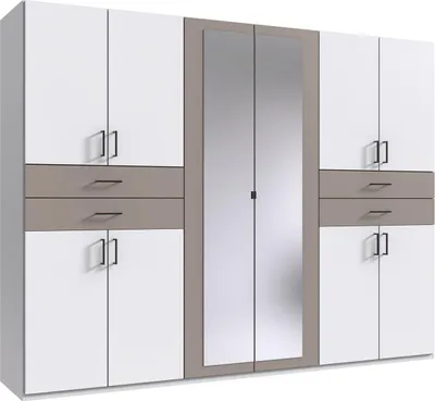 Produktbild von Kleiderschrank Taiga Drehtürenschrank mit Spiegel Ausführung wählbarweiß / sandgrau