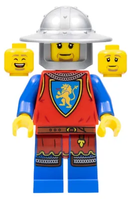 Obrázek produktu pro LEGO Minifigurka: Levý rytíř - muž, plochá stříbrná helma se širokým kloboukem (cas562) – nová