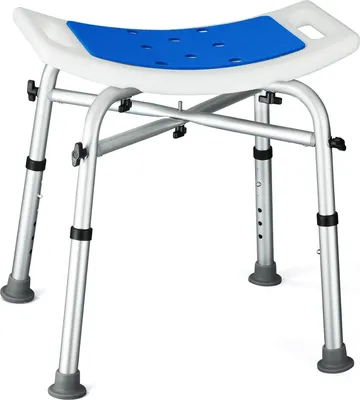 Produktbild von Höhenverstellbarer Duschhocker für das Badezimmer - 180 kg belastbar - Antirutsch-Aluminium-Duschstuhl mit Armlehnen