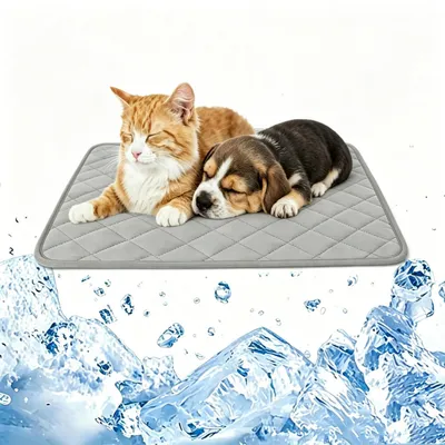 Immagine prodotto di Tappetino refrigerante per cani e gatti, 50 x 40 cm, grigio, lavabile, auto-refrigerante