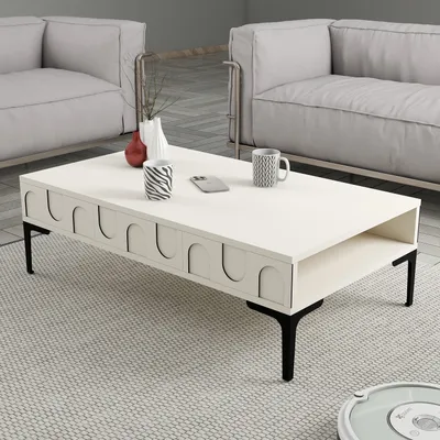 Produktbild von Skye Decor, Lyon 32 - Cream, Black, Couchtisch, Creme, 100 % MELAMINBESCHICHTETE SPANPLATTEN, 105 x 60 x 32,6 cm