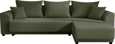Produktbild von Ecksofa mit Schlaffunktion - Ecke wechselbar - Cord - Khaki - NESSARO