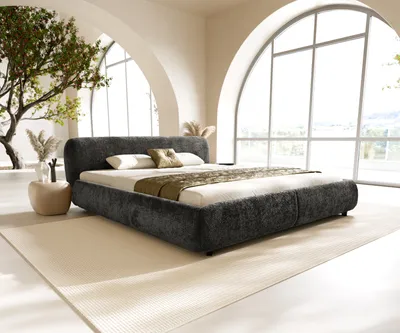 Produktbild von DELIFE Polsterbettgestell Shona 180x200 cm Teddystoff Grau