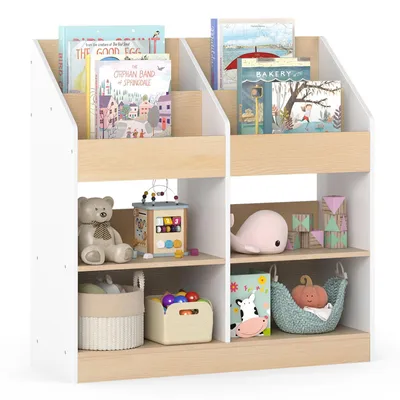 Produktbild von COSTWAY Bücherregal Kinder, Kinderbücherregal mit 8 Fächern, Kinderregal aus Holz, Spielzeugregal, Spielzeug-Organizer, 80x29,5x80 cm, Weiß