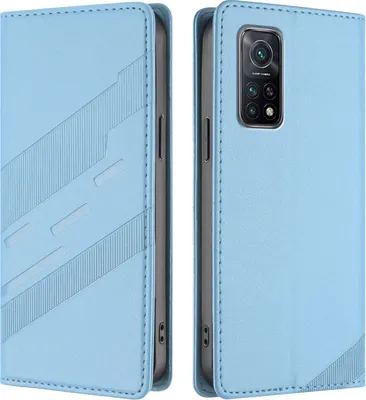 Produktbild von Hülle für Xiaomi Mi 10T/ Mi 10T Pro, Kunstleder Brieftaschen Handyhülle mit Kartenfach und Standfunktion Hellblau