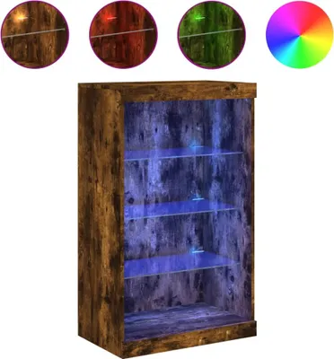 Zdjęcie produktu dla vidaXL Kredens z oświetleniem LED dąb wędzony 60,5x37x100 cm