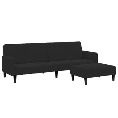 Zdjęcie produktu dla Sofa 2-osobowa z podnóżkiem czarny aksamit