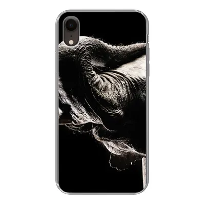 Produktbild von MuchoWow® Handyhülle Schutzhülle Hülle für iPhone XR Elefant - Schwarz - Tiere - Porträt Silikon Softcase Handy Hülle - Schutzdeckel