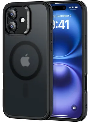 Zdjęcie produktu dla Etui ochronne do iPhone 16, kompatybilne z MagSafe, odporne na wstrząsy, spełniające normy wojskowe, odporne na zarysowania, kolor: czarny