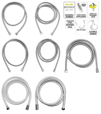 Produktbild von Brauseschläuche Duschschlauch Poliert / Verchromt / Edelstahl / PVC, Länge: 1,5m, 1,7m, 1,75m, 2m, Ausführung:Poliert  2m