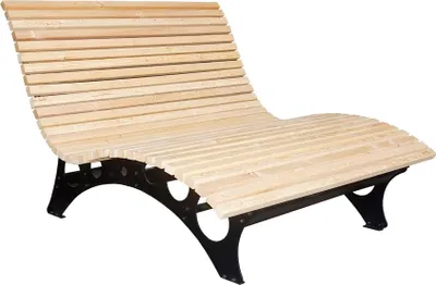 Produktbild von HOME DELUXE Wellenholzliege / Waldsofa TAIGA - 150 cm I Waldsofa Wellenholzliege Holzliege Lärche Outdoor Gartenliege Metallgestell Polsterauflage
