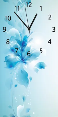 Produktbild von Wallario Design Wanduhr bedruckt, Größe 30 x 60 cm, Motiv: Blaues Blumenbuket