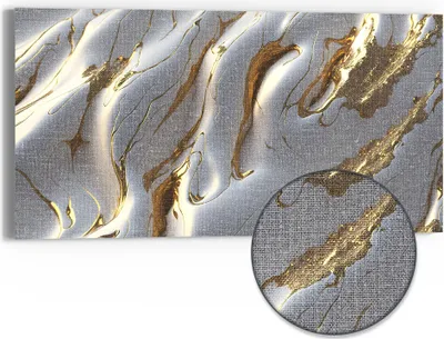 Produktbild von DEQORI Hybrid Leinwand Bild 60x30 cm 'Goldene Wellen' Wandbild Glas flach modern