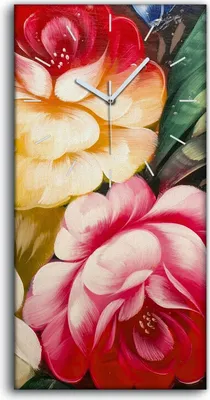 Produktbild von Wanduhr Bürouhr Leinwand Bild Geräuschlos 30x60 Abstrakte Kunst Blumen - weiße Hände