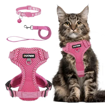 Produktbild von Katzengeschirr mit Leine Ausbruchsicher Verstellbar Rosa Größe L