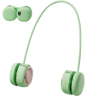 Produktbild von Zimilo Blattloser Halsventilator mit 5 Windstufen, LED Digitalanzeige, 360° Verstellbarer Luftstrom, Wiederaufladbarer USB Ventilator für Outdoor, Grün