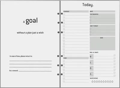 Immagine prodotto di Calendario ricaricabile A5, senza data, con 6 anelli, 120 pagine, pianificatore giornaliero per scuola e casa
