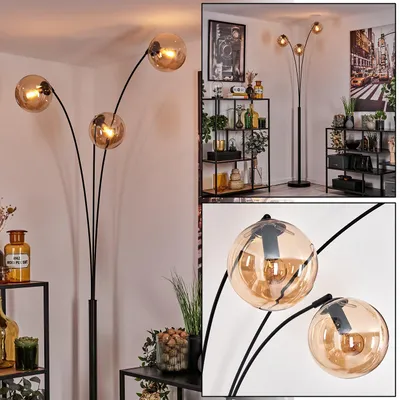 Produktbild von Fossobiubo Stehlampe aus Metall/Glas in Schwarz/Bernsteinfarben