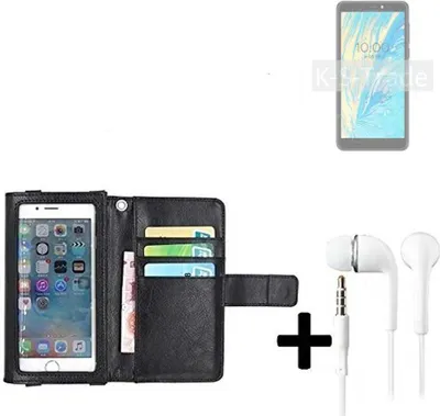 Produktbild von K-S-Trade Handyhülle + Kopfhörer kompatibel mit BQ Mobile BQ-5740G Spring Schutzhülle Case mit Displayschutz / Schutzfolie schwarz + Kopfhörer