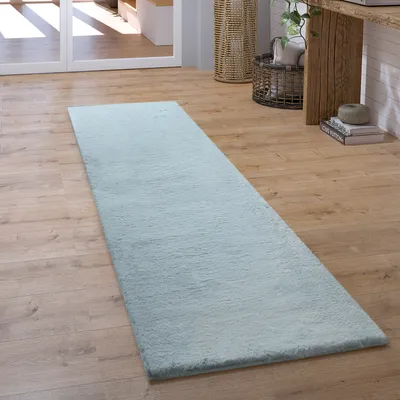Produktbild von Hochflor Teppich Läufer Flur Schlafzimmer Shaggy Flauschig Kunstfell Einfarbig Grösse 80x300 cm