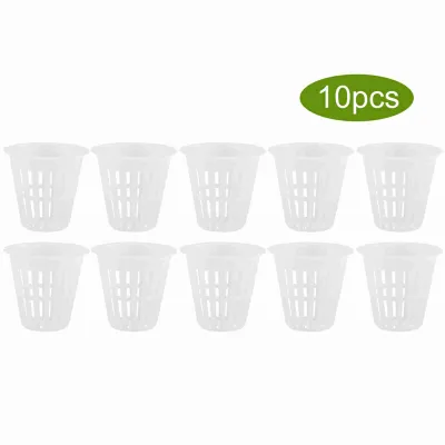 Image de Lot de 10 pots suspendus en plastique robustes et sûrs pour la culture hydroponique, pour le jardin et le balcon (blancs)