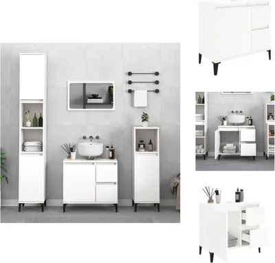 Obrázek produktu pro vidaXL Koupelnová skříňka bílá 65x33x60 cm materiál na bázi dřeva - Koupelnový nábytek sety