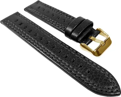 Produktbild von Kansas Ersatzband Uhrenarmband Kalbsleder schwarz mit Doppelnaht 23398G, Stegbreite:22mm