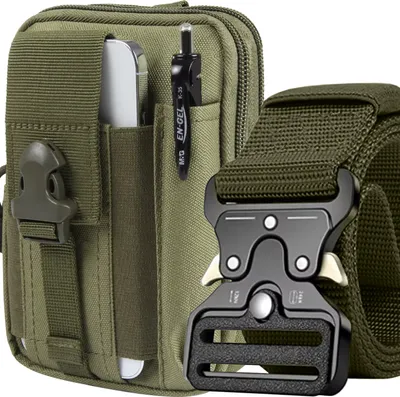 Image de Sac banane tactique Robuste hydrofuge MOLLE EDC Sac Cobra boucle pour homme et femme Travail Randonnée Camping 24321, Couleur:Vert